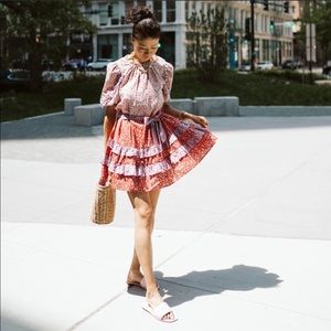 floral ruffle flare dress